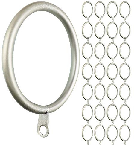 Meriville 28 pcs 2-Inch Inner Diameter Metal Curtain Rings with Eyelets (Set of 28, Pewter)