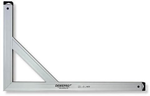 DEWEPRO® Aluminium Bauwinkel 90° - Winkel 80x50cm Maurerwinkel - Messwinkel für präzise Arbeiten - Profilwinkel - Aluwinkel extra stabil mit Strebe