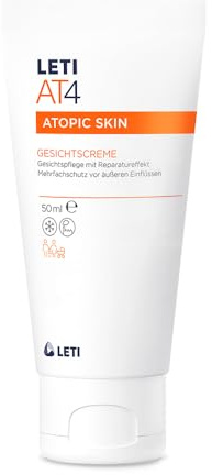 LETI AT4 Gesichtscreme - Gesichtspflege mit Reparatureffekt bei trockener oder zu Neurodermitis neigender Haut, 50 ml Creme