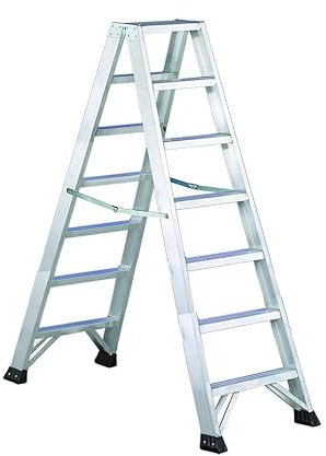Svelt Scala Alluminio 7 gradini Professionale Due Tronchi di Salita Robusta con Gradini e Piedini Antisdrucciolo