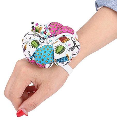 Nadelkissen Für Handgelenk,Stecknadelkissen Handgelenk,Nahen Nadelkissen, Kurbis Nahen Nadelkissen1 Stuck Kurbis Stoff Nahen Nadelkissen mit elastischem Handgelenk Gurtel(# 1)