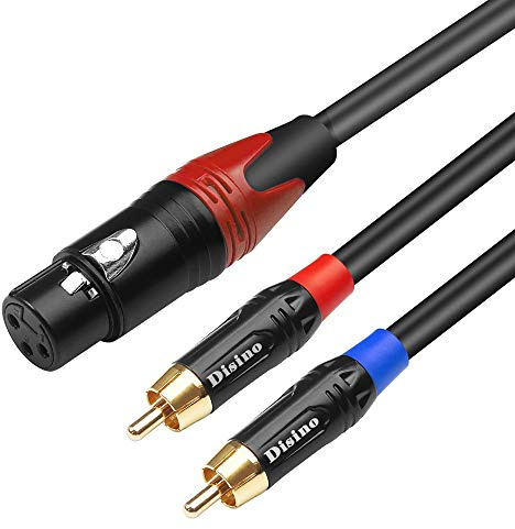 Disino Female XLR to Dual RCA Y Splitter Patch Cable,Unbalanced XLR Female to 2 RCA/Phono Plug Stereo Audio Interconnect Duplicator Lead - 3.3 Feet/1 Meter