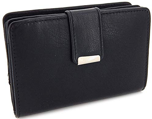 ekavale Damen Geldbörse aus weichem Leder mit RFID-Schutz - Damen-Portemonnaie (Schwarz)