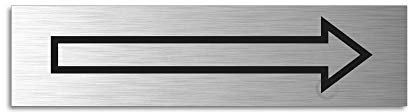 Türschild Richtungspfeil Piktogramm Aluminiumschild Edelstahl-Optik 160 x 40 mm selbstklebend