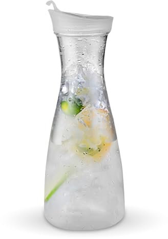 Water Jug with Lid, 600ml Acrylic Water Carafe Decanter Water or Juice Pitchers with Flip Top Lid Narrow Easy Grip for Cocktails, Lemonade, Punch, Sangria, Beers
