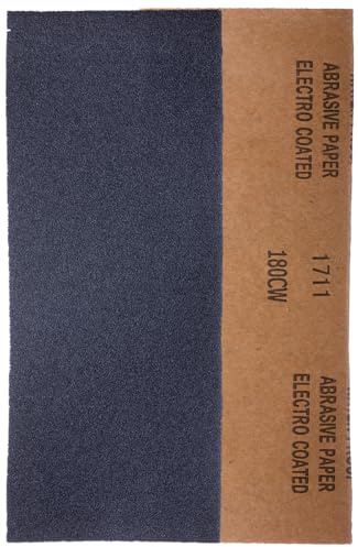 YoiYee Hojas de papel de lija de grano 180, 23 x 9,5 cm, rollo de papel de lija abrasivo muy fino para madera, metal, plástico, vidrio, piedra y lijado de pared, paquete de 10