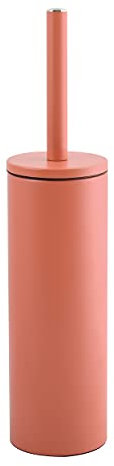 Spirella, Escobillero con Soporte de Acero, Modelo Akira, Cabezal Intercambiable y Bote de Acero Macizo, con Recipiente higiénico, escobillero Cerrado, de pie, Terracota, Rojo