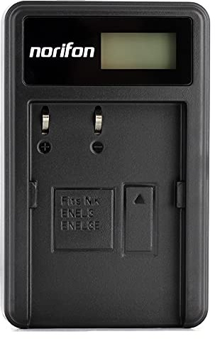 Norifon EN-EL3 LCD USB Ladegerät für Nikon D100, D100 SLR, D200 | Kompatibel mit Nikon D300, D300s, D50, D70, D70s, D80, D90, DSLR D700
