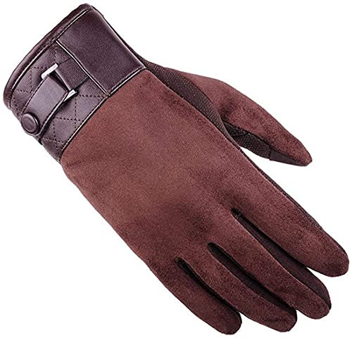 GHCXY Unisex-Erwachsene Fäustlinge Winter Sport Outdoor Radfahren Herren Warme Herren Handschuhe Modern Casual Leder Baumwolle Handschuhe Thermohandschuhe Braun M