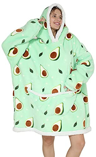 Oversized Blanket Hoodie - Sherpa Fleece Wearable Blanket for Unisex Adult Women Men, Fluffy Giant Comfortable Hooded Sweatshirt