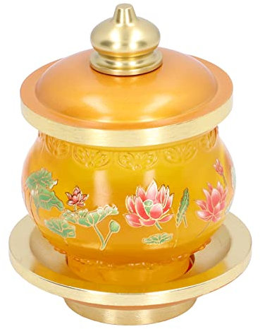 Copa de altar, copa de ofrenda de agua bendita, copa de suministro de agua budista, suministros sagrados de tributo familiar, copa de adoración budista de esmalte de colores