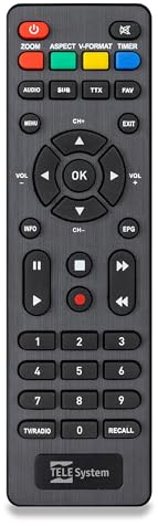 TELE System Telecomando Originale per Decoder Digitale Terrestre TS6818 T2HEVC e TS6005 Stealth. Telecomando originale per decoder pratico e funzionale, esperienza d'uso ottimale.