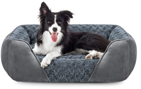 JOEJOY Hundebett Mittelgroße Hunde, Hundekorb Flauschig Waschbar, rutschfest Anti-Angst Hundebetten, Hundekörbchen für Mittlere und Große Hunde und Katzen, 76x61x23cm