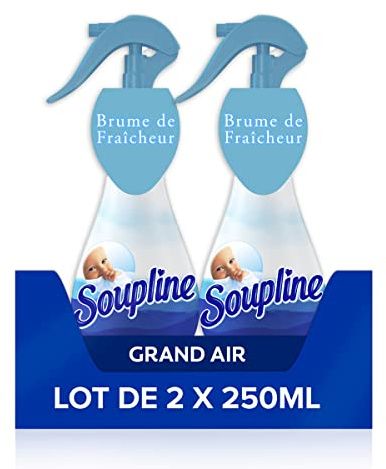 SOUPLINE - Grand Air Parfum Linge Mist - Spray för att fräscha upp tvätten - parfym omedelbart - perfekt komplement till ditt sköljmedel - 2 x 250 ml