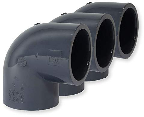 Paradies Pool PVC Fitting Winkel 90°, Ø 50mm mit Klebemuffen, PVC-U Muffe Rohrverbinder Klebefitting 90 Grad zum verkleben, Qualität aus Europa, Menge: 3 Stück
