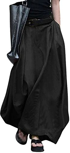 ThreeH Jupe A-Line Taille Haute Plus Jupe Maxi Longue Dansante Demi-Longueur Femme Printemps Automne Hiver