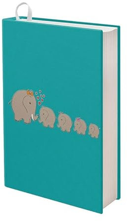 Kuiaobaty Niedliche Elefanten-Buchhüllen für Kinder, Schulbuch, Tierdruck, dehnbarer Stoffschutz für Bücher, Standardgröße