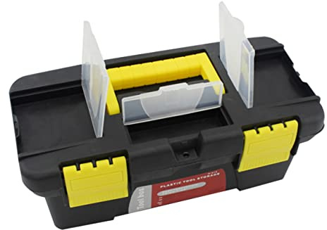 Alipis Boîte à Outils en Plastique PP Noire Portable Multifonction | Plateau Amovible Inclus, Rangement Pratique pour Réparation Auto, Format Conteneur Robuste
