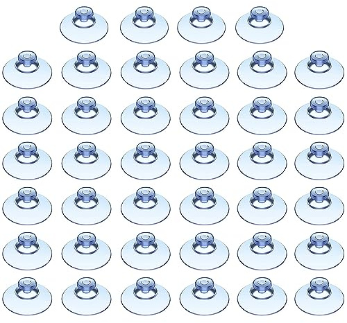 GENSMILE Lot de 40 crochets à ventouse pour vitres en verre - 40 ventouses rondes de 20 mm, boutons en caoutchouc pour plaque de verre, fenêtre, miroir, table, multi-usages