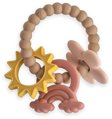 mushie Silicone Nature Teething Ring Toy