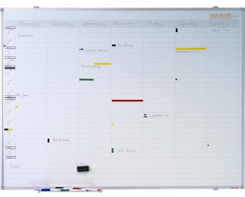 eurokraft | basic | Wochenplaner | neutral | mit 7-Tage-Einteilung | BxH 900 x 600 mm