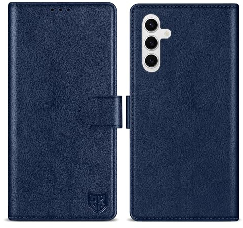 ZZXX for Samsung Galaxy S24 Plus Wallet Case with [RFID Blocking] Card Slot Kickstand Magnetic Closure Leather Flip Fold Protective Phone Case for Galaxy S24+ Case Wallet(Blue-6.7 inch)