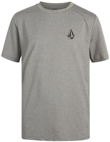 Volcom Boys Swim Shirt - Short Sleeve Rash Guard for Boys UPF 50+ Quick Dry Kids Swimwear Sun Protection Shirt for Summer, Size 14, Heather Grey
