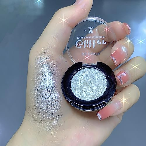 Afflano skimmer vitt glitter ögonskugga, högpigmenterad vit ögonskugga, glittrande ögonmakeup, långvarig holografisk ögonskugga och vita ögonhöjdpunkter, 1 A