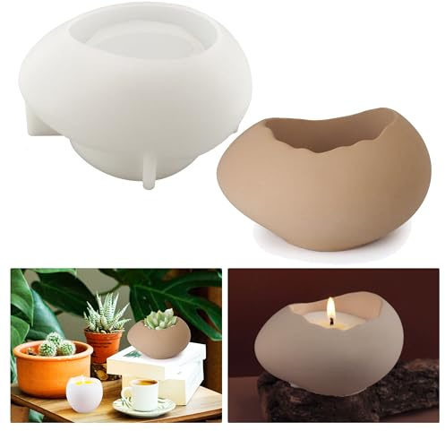 Moule en silicone pour œufs de Pâques - Bougeoir en béton - Moule à bougie - Moule en silicone - Moule en plâtre - Moule en ciment pour bougeoirs, bougies chauffe-plat, bougeoirs