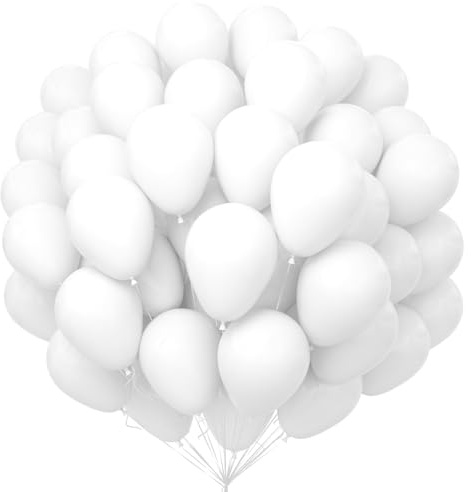 Unisun Weiße Luftballons 100Pcs, 12 Zoll Matt Weiße Latex Ballons Pack für Thema Ballon Bogen Kit Geburtstag Hochzeit Baby Shower Karneval Veranstaltungen Party Dekorationen