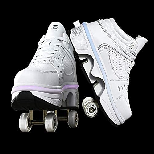 Chaussures à poulie Invisibles, Chaussures à roulettes de déformation 2 en 1 à LED, Chaussures de Patinage à Double rangée pour Hommes et Femmes, pour Adultes et Enfants, EUR36