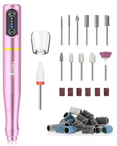 Auriox Nagelfräser Kabellos, 12 in 1 Fräser für Gelnägel 25000 u/min, Akku Elektrische Nagelfeile für Gelnägel, Profi Maniküre Pediküre Set für Acrylnägel Nagelformen Nagelhaut Shellac, Nail Drill