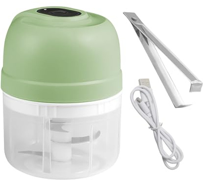 SALATEILY 250ml Electric Mini Garlic Chopper, Food Chopper With Tongs, USB Charging Garlic Chopper, Food Processor for Chili/Onions/Vegetable/Garlic