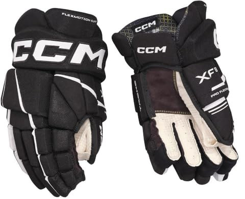 CCM Tacks XF80 Junior - Guantes de hockey sobre hielo (12 pulgadas), color negro y blanco