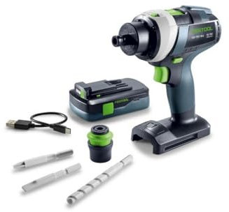 Festool Spielzeug Akku-Bohrschrauber TY-TPC, inkl. einem abnehmbaren Akku (Aufladung per USB-C), incl. 3 Bits/Bohrer, CENTROTEC, mit Originalem Sound und Licht. Spielzeug für Kinder ab 3 Jahren