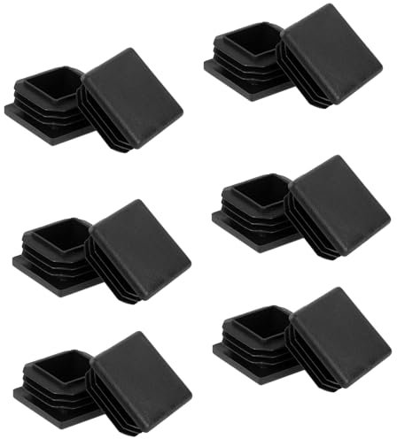 12 Pack Square Plastic Plugs 30x30 mm Tubing End Caps Black Fence Post Pipe Cover Fitness Equipment Furniture Finishing Plug for Square Metal Tube
