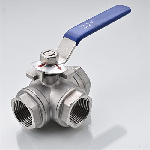 304 Stainless Steel 1/4 3/8 1/2 3/4 1 quot; BSP Female Full Port T/L-Port 3 Way Ball Valve Connector Adapter for Water Oil Air Gas 1Pcs(3/8,T-Type)
