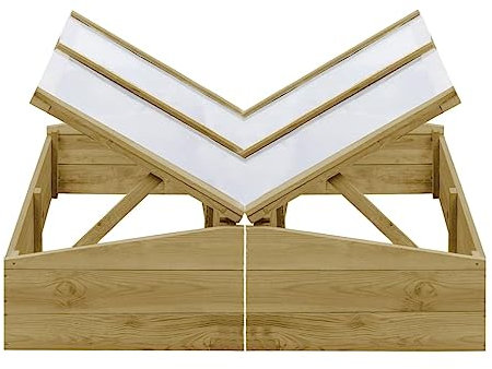 Gewächshäuser 2 Stück. Holz Frühbeet mit Dach, Offene Unterseite, Frühbeetkasten, Hochbeet Treibhaus, UV-beständig und wetterfest, Pflanzbeet, 100 x 50 x 35 cm