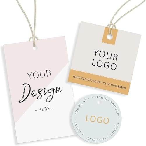 Personalisierte Geschenkanhänger mit Ihrem Logo und Text | Kleine Karte Party Dekoration Papier Geschenkanhänger für Geburtstag Hochzeit Weihnachten (Weiß, Schwarz und Braun)