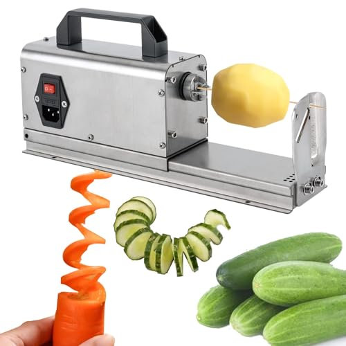 Cortador Espiral De Papas EléCtrico - Papas Fritas Rizadas/Perritos Calientes Retorcidos/Papas Fritas En Espiral, MáQuina Cortadora De Vegetales Con 3 Tipos De Cuchillas,110V