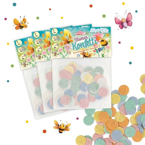 TapirElla Blumen Konfetti, Wildblumen Mix, Samen Blumen Konfetti mit einem Mix aus bunten Blumen, Paradies für Bienen von Lutz Mauder, Saatpapier Mix, Geschenk, Dekoration (ca. 300 Stck.)