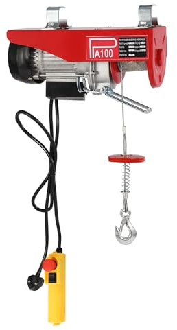 Winches Electric Hoist, 220V IP40 Overhead Electric Hoist with 2 Lifting Straps, Winch with Anti Roofing Limiter, Wired Remote Control, for Various Lifting Equipment