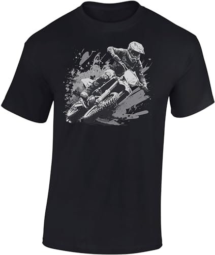 Baddery Maglietta da motocross da uomo: Dirt Rush – Maglietta per uomini e ragazzi – Enduro Moto Bike Shirt Abbigliamento, Nero , XXL