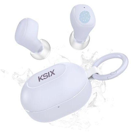 KSIX Neutron Écouteurs sans Fil, True Wireless Stereo, Bouton Multifonction, appels, Assistant Vocal, étui de Charge avec Mousqueton, autonomie 4h + 16h, USB-C, IPX4 résistant à l'eau, Lilas