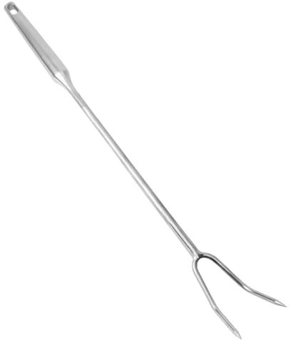 FytStycale Fourchette à Viande en Acier Inoxydable, Design Ergonomique, Usage Polyvalent avec Deux Dents, Manche en Acier 50cm