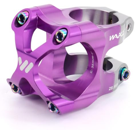 CYSKY Attacco Manubrio MTB Diametro 35mm, Lungo 35mm per Mountain Bike con Morsetto da 35 mm Tubo di sterzo da 1-1/8 per Mountain, e-MTB, Downhill, Freeride, Gravel (Viola & Titanio)