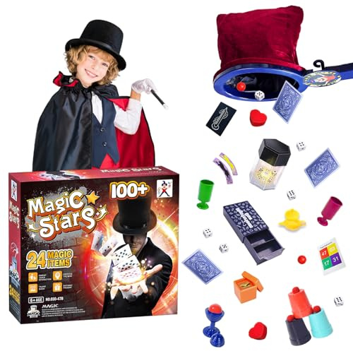 Magic Tricks Set - Magic Kit for Kids Age 6+ Magician Starter Kit with Learning Video Instructions Magic Wand Card for Beginner 6 7 8 9 10 11 12 Years Old Boys Girls Christmas Birthday Gift Toy