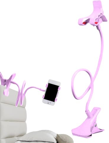 Supporto Per Cellulare Da Letto Con Molletta, 50cm Supporto Porta Cellulare Da Collo, Porta Telefono Pigro Ruotabile A 360 Gradi Regolabile Per Scrivanie, Comodini, Pinza Multifunzione A Braccio Lungo