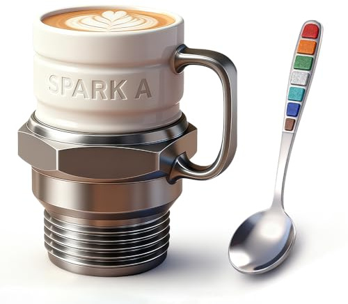 HOVCEH Tasse à café personnalisée avec cuillère - 200 ml - Pour homme et femme - Motif bougie d'allumage moteur - Pour collecteurs