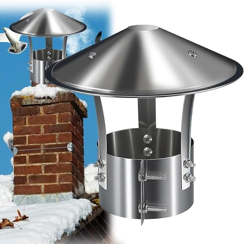 Stainless Steel Adjustable Chimney Rain Caps 90/130/160/190/230/240 mm, Woodburner Flue Liner Ventilation Pipe Outdoor Air Vent Cowl Cap for Stove Log Burner, Weather-Proof(200mm/7.8in)